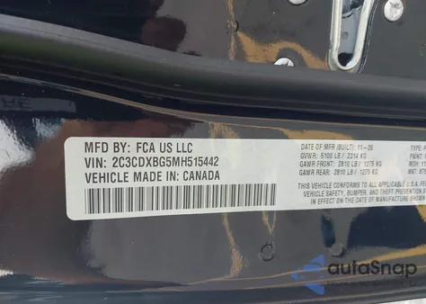 2021 Dodge Charger Sxt Rwd from USA, damaged, VIN 2C3CDXBG5MH515442